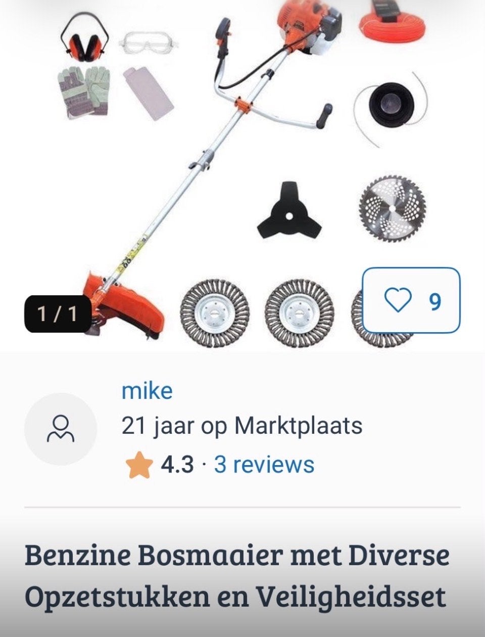 Benzine Bosmaaier met Diverse Opzetstukken en Veiligheidsset, Tuin en Terras, Bosmaaiers, Ophalen, Zo goed als nieuw, 30 tot 50 cm