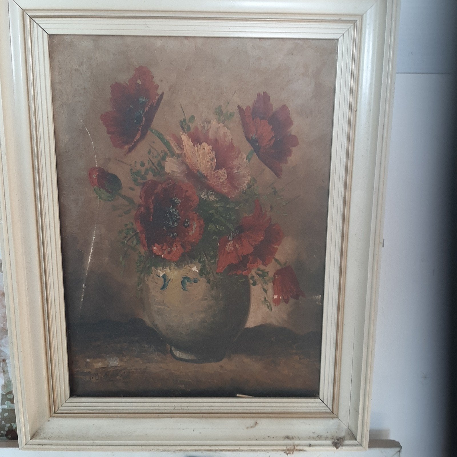 fraai schilderij j bode licht beschadigd, Antiek en Kunst, Ophalen