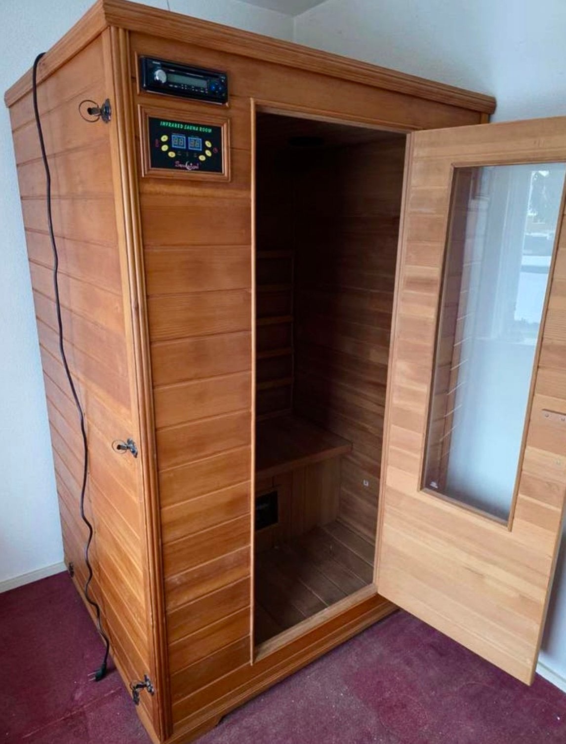 NIEUWSTAAT INFRAROOD SAUNA red cedar + radio + speakers, Ophalen of Verzenden, Zo goed als nieuw, Complete sauna