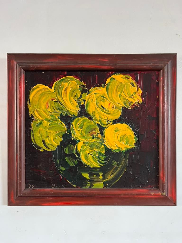 Stilleven schilderij bloemen in vaas, Antiek en Kunst, Ophalen of Verzenden