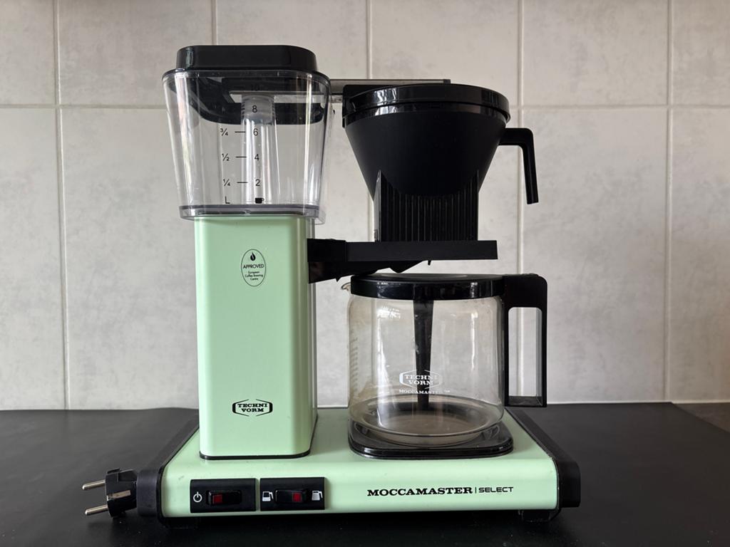 Moccamaster Select Koffiezetapparaat - Mintgroen, Z.G.A.N., 10 kopjes of meer, Koffiemachine, Gemalen koffie, Ophalen of Verzenden