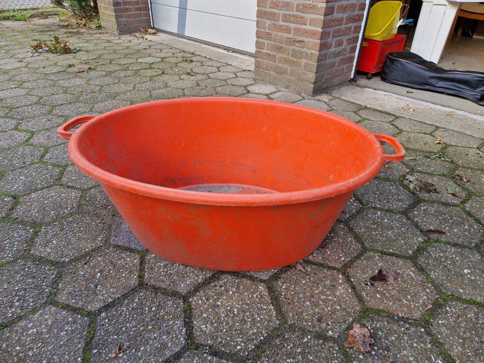 Grote oranje teil / kuip , kunststof, Ophalen, Gebruikt