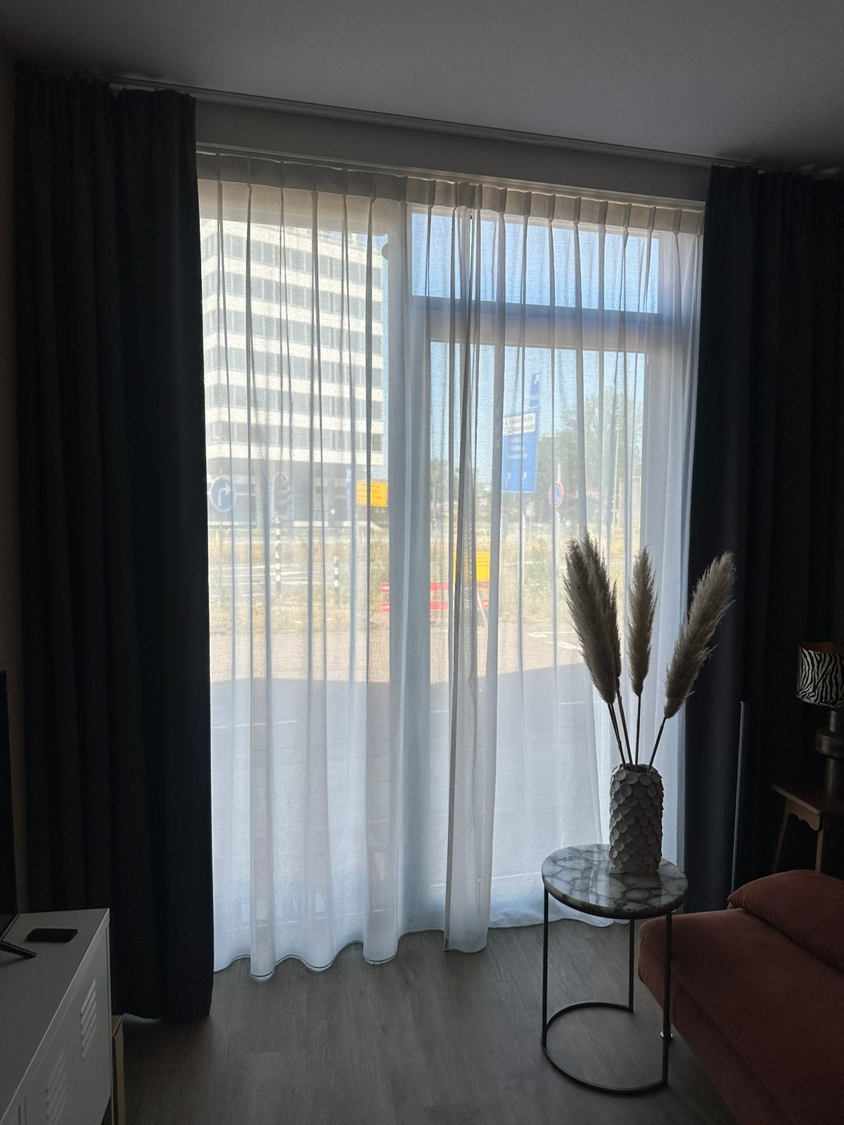 Antraciet verduisterende gordijnen, 2x 270 x 150 cm, Ophalen, Zo goed als nieuw
