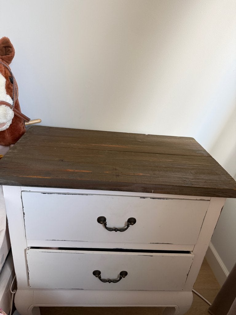 kastje 2 lades HOUT & WIT, Ophalen, 50 – 75, Gebruikt, 50 tot 100 cm