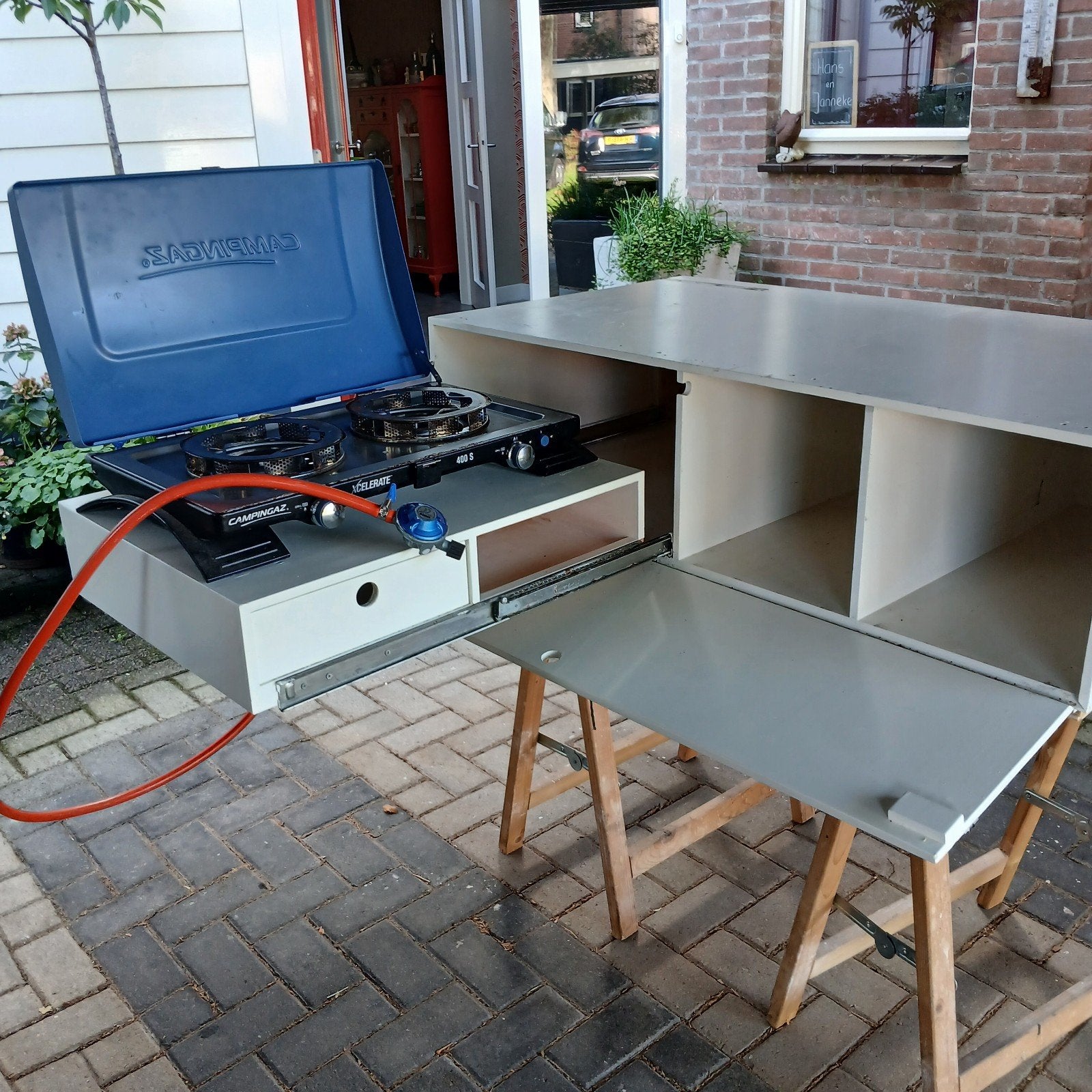 Camperbox voor bestelwagen met kooktoestel