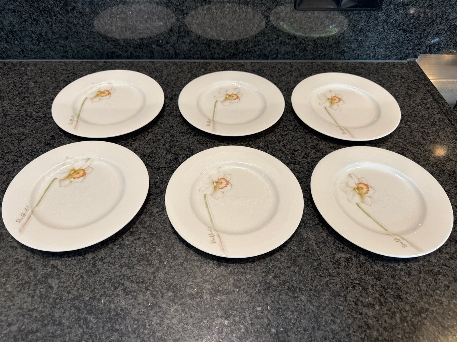 6 Royal Fine China Flowery 'Daffodil' kleine borden gebak, Huis en Inrichting, Gebruikt, Overige merken, Ophalen of Verzenden