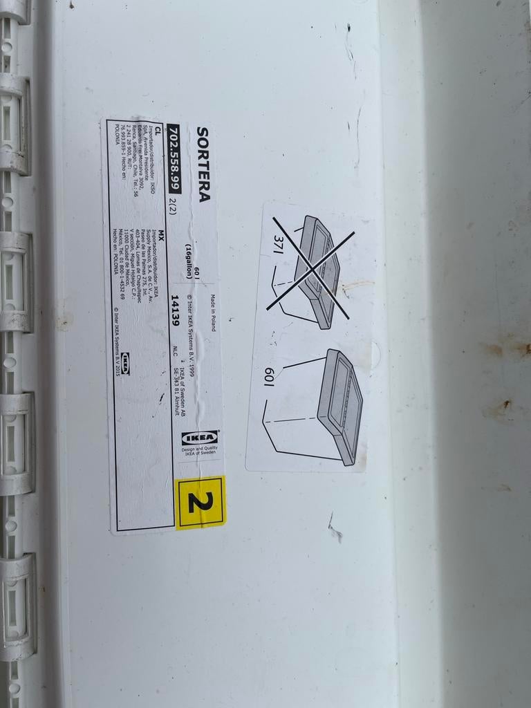 2 stuks IKEA SORTERA Afvalbak met Deksel - Wit (16L), Ophalen, Gebruikt