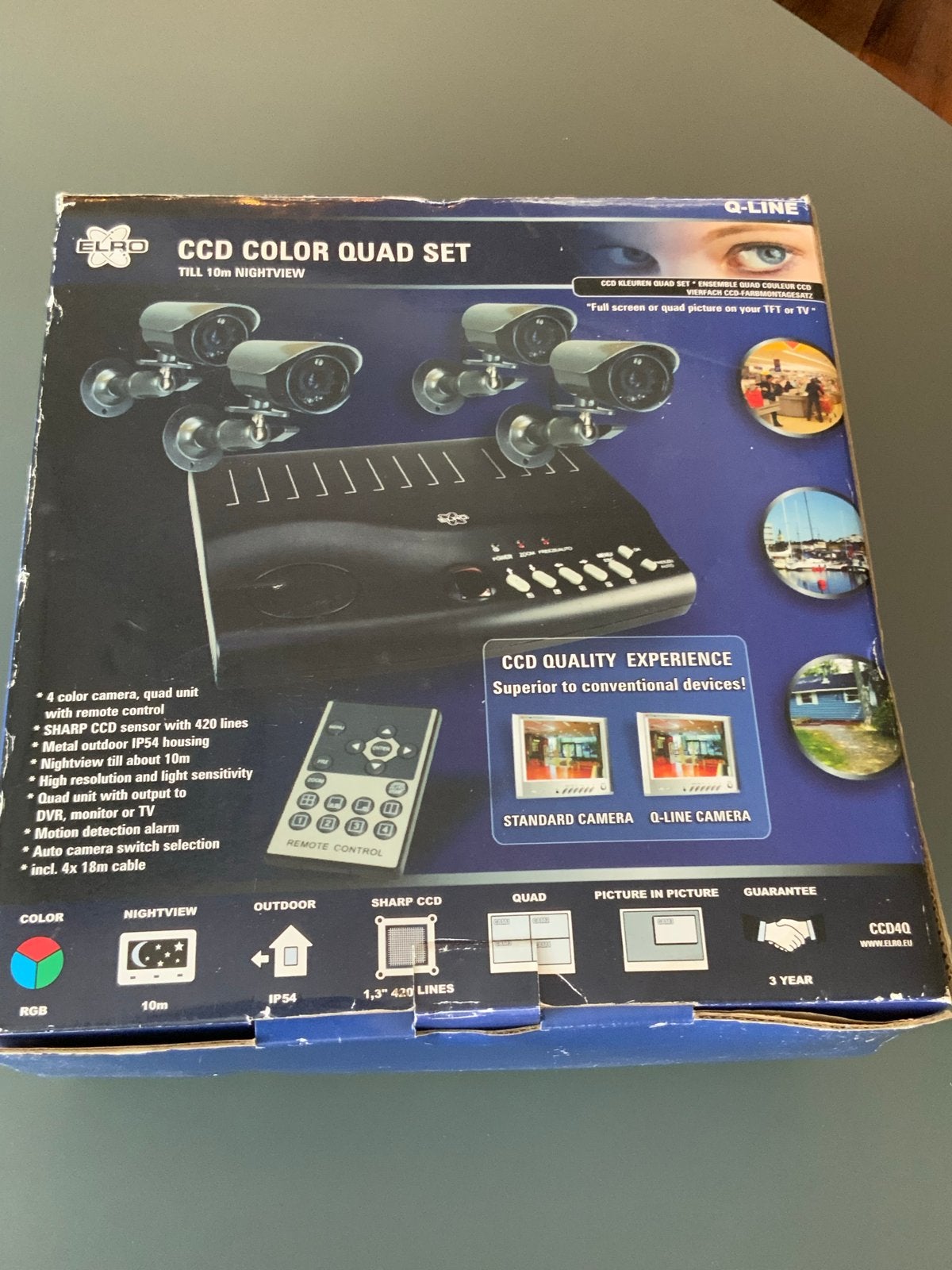 Elro CCD Kleuren Quad Set - Beveiligingscamerasysteem, Ophalen of Verzenden, Nieuw, Buitencamera