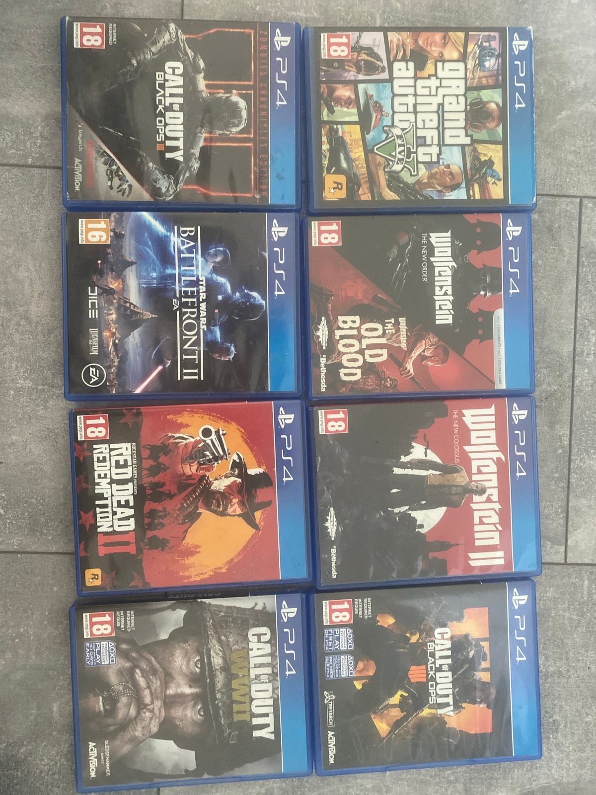 PS4 Games: GTA5, Wolfenstein, CoD, Battlefront 2, RDR2, Spelcomputers en Games, Online, Gebruikt, Vanaf 18 jaar, Shooter
