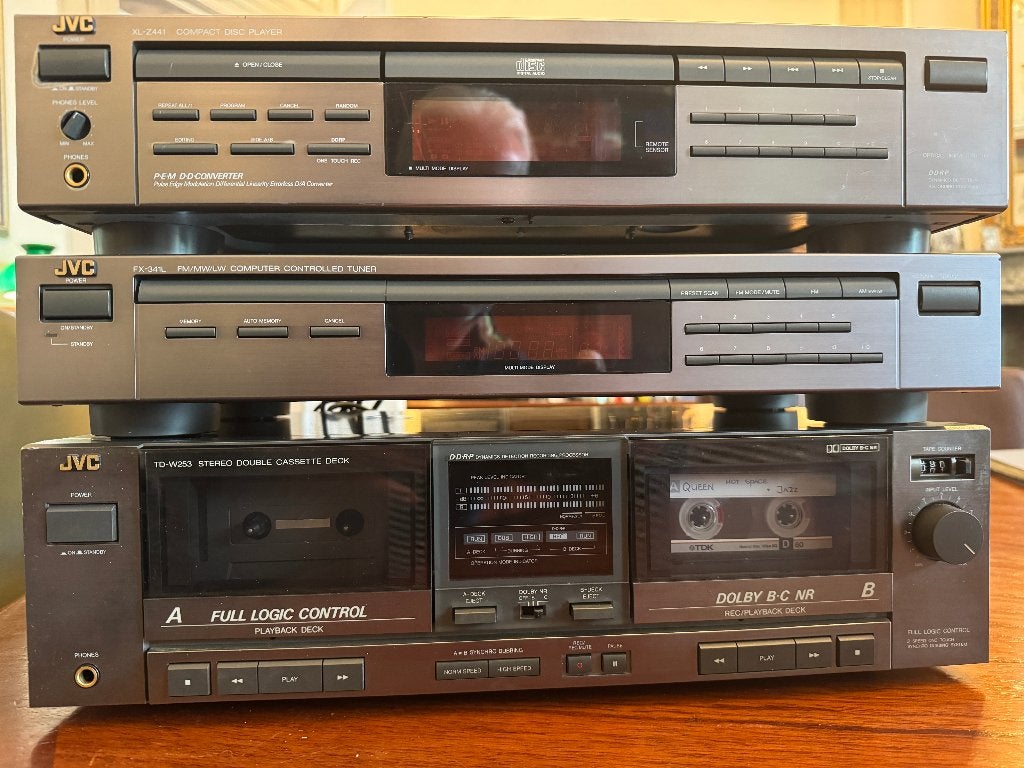 JVC Titanium setje Tuner CD en Cassette begin jaren '90, Ophalen, Gebruikt, Cassettedeck, JVC