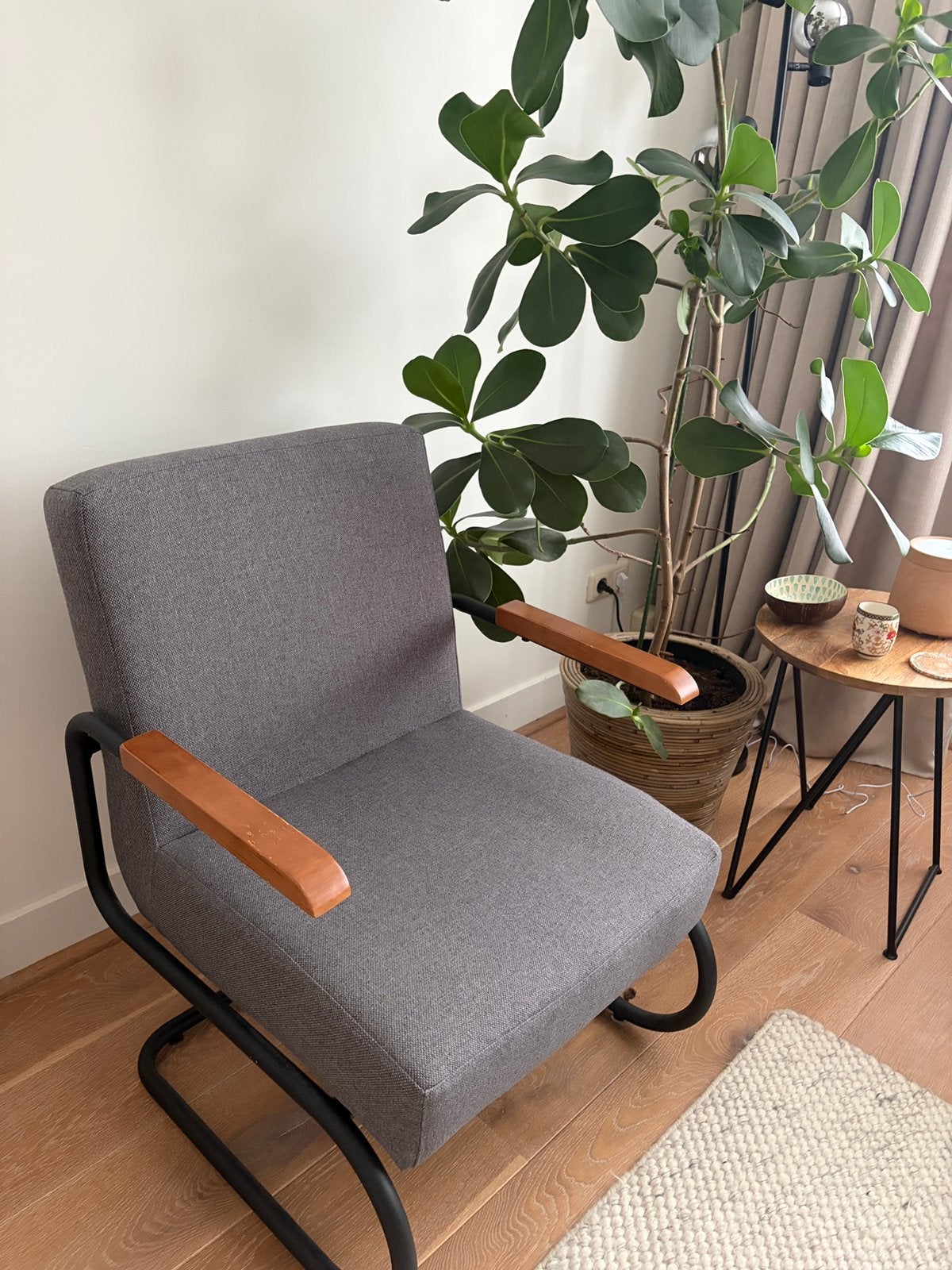 Fauteuil antraciet grijs, Ophalen, Gebruikt, Minder dan 75 cm, Stof
