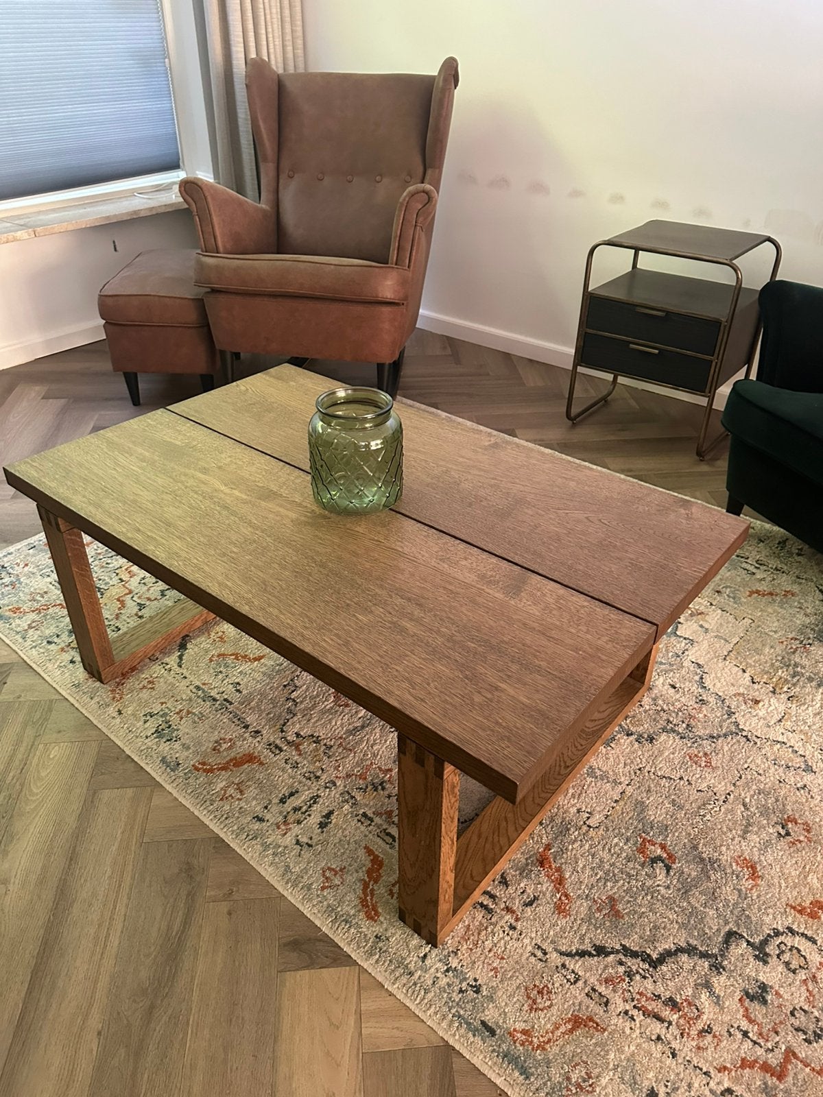 Massief Eiken Salontafel (115x70x45 cm), Ophalen, 100 tot 150 cm, Eikenhout, 50 tot 100 cm
