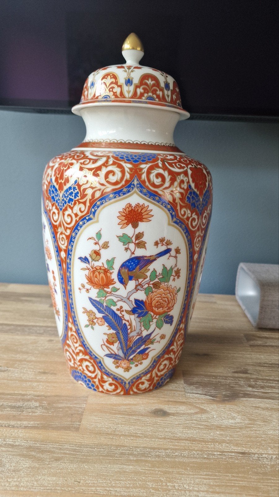 Vintage AK Kaiser Ming Imari-stijl dekselvaas gemberpot, Ophalen of Verzenden