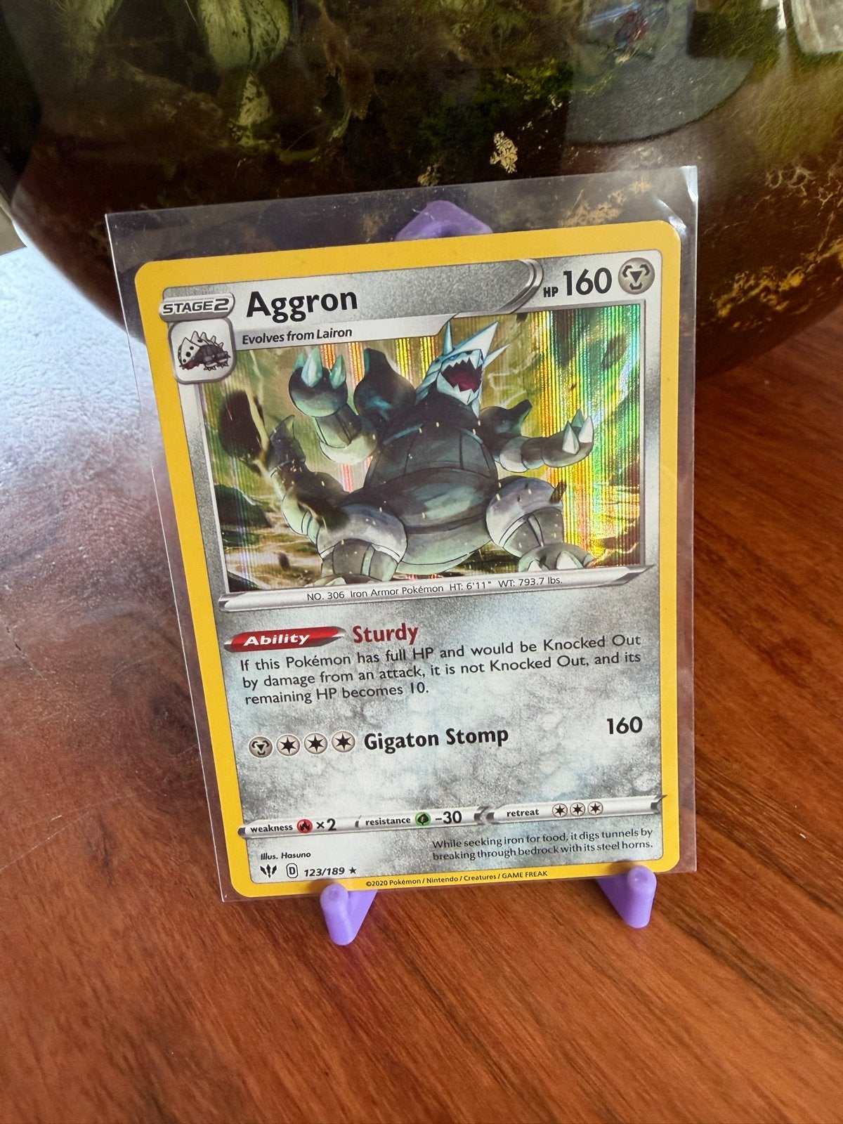 Pokémon Aggron 123/189 Darkness Ablaze, Ophalen of Verzenden, Zo goed als nieuw, Losse kaart