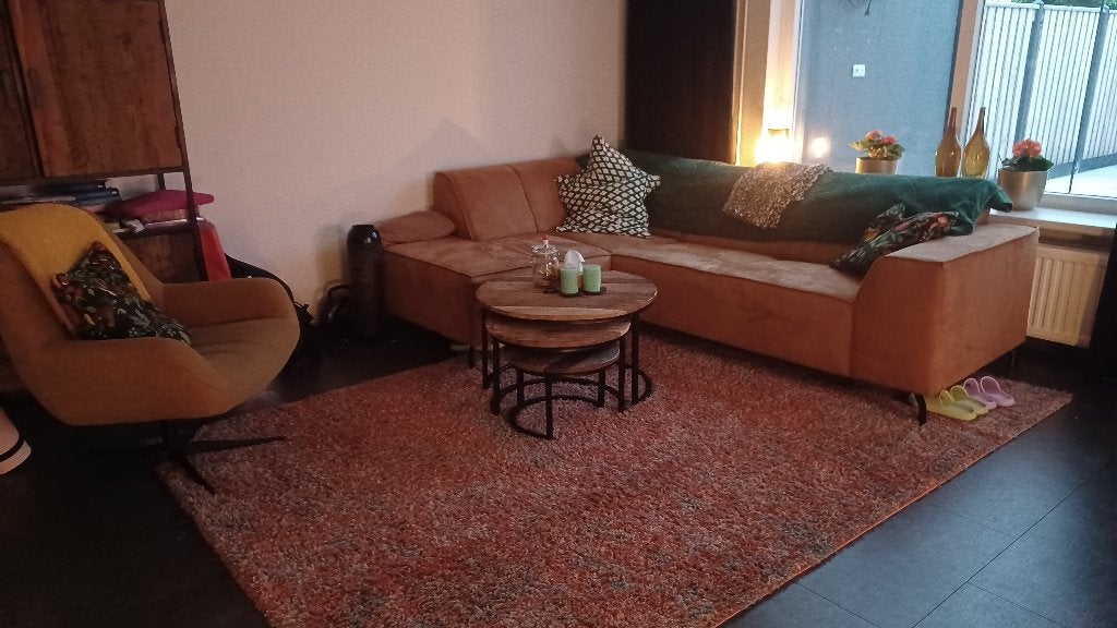 Bankstel+salontafel+fauteuil+vloerkleed, Ophalen, Zo goed als nieuw, Stof