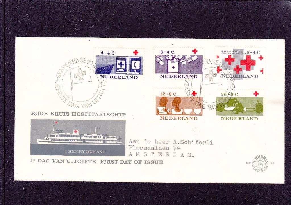 FDC E 58 Rode Kruis 1963 (573), Verzenden, Beschreven, Nederland