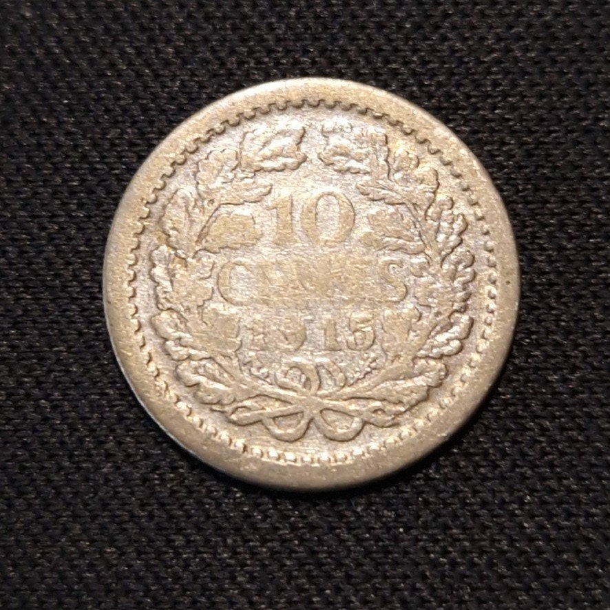 10 cent 1915, Verzenden, Zilver, 10 cent, Koningin Wilhelmina