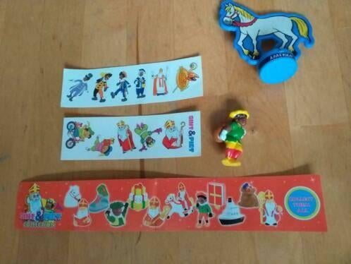 Zwarte Piet figuurtje + strookje, stickertjes en stempeltje, Ophalen of Verzenden