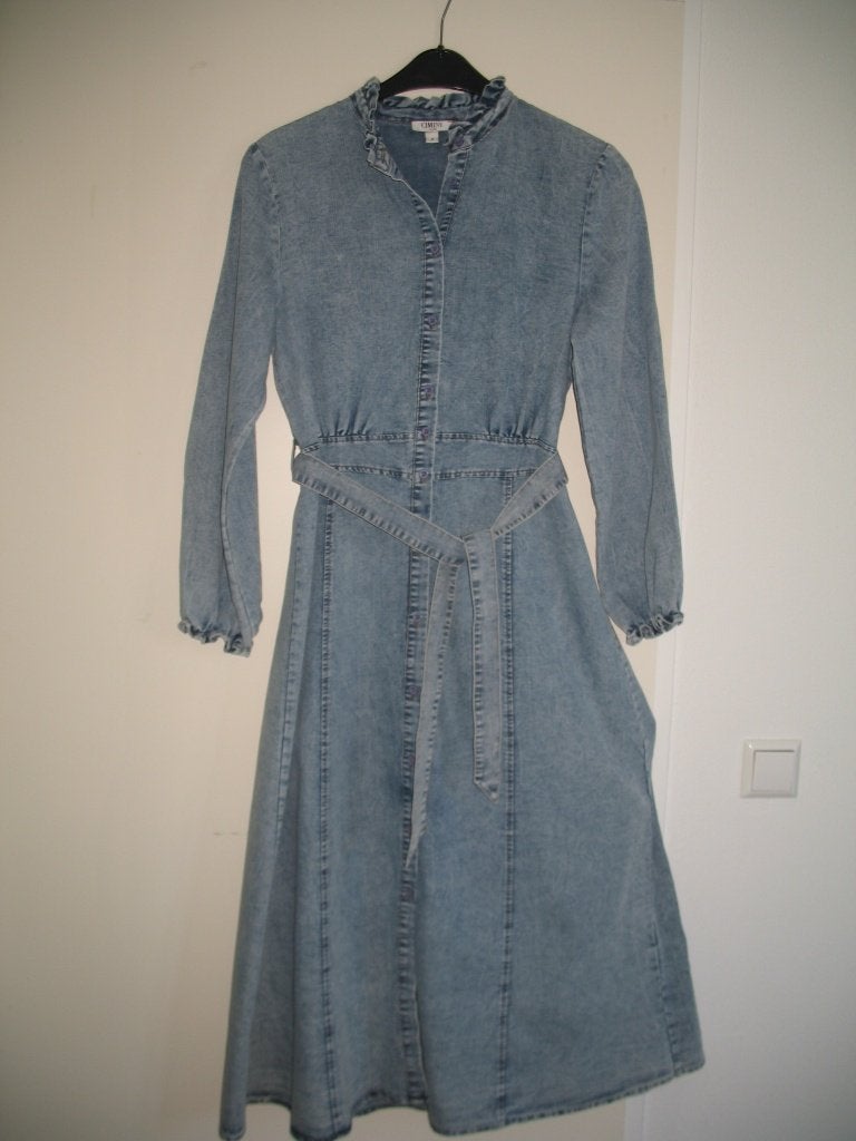 Ciminy Denim SPIJKER /DOORKNOOP JURK met riem NIEUW mt M, Maat 38/40 (M), Blauw, Ciminy Paris, Nieuw