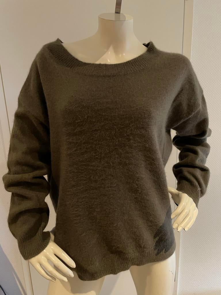 Leeandme trui met aparte achterkant met angora one size, Maat 38/40 (M), Bruin, ., Ophalen of Verzenden