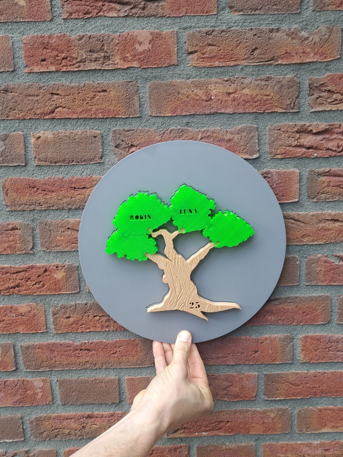 Gepersonaliseerd 3D geprint naambordje in boomvorm, Met ophangsysteem, Ophalen of Verzenden, Kunststof, Nieuw