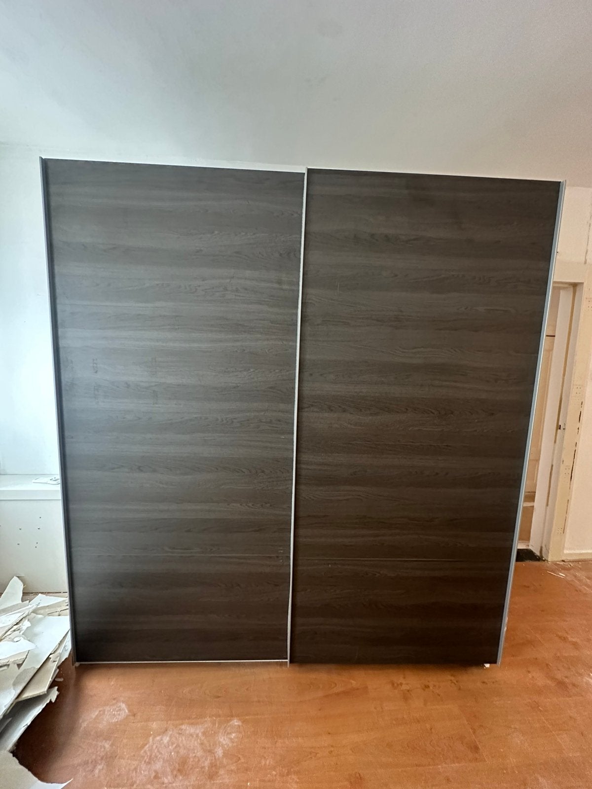 Delta zweefdeurkast wit antiek eiken 222x200x60, Huis en Inrichting, Kasten | Kledingkasten, Ophalen, Met deur(en), Gebruikt, 200 cm of meer