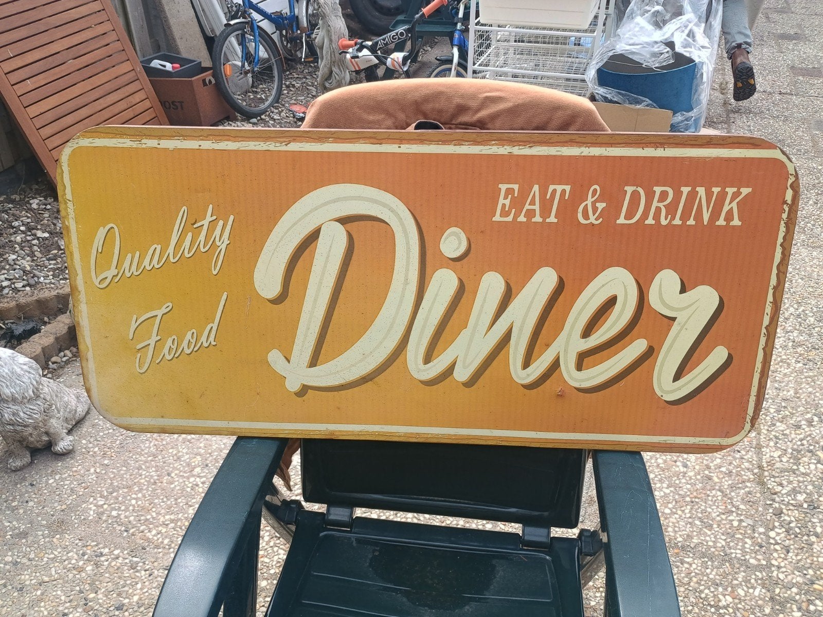 Vintage Diner Bord - Quality Food Eat & Drink, Vintage, Gebruikt, Ophalen of Verzenden, Oranje