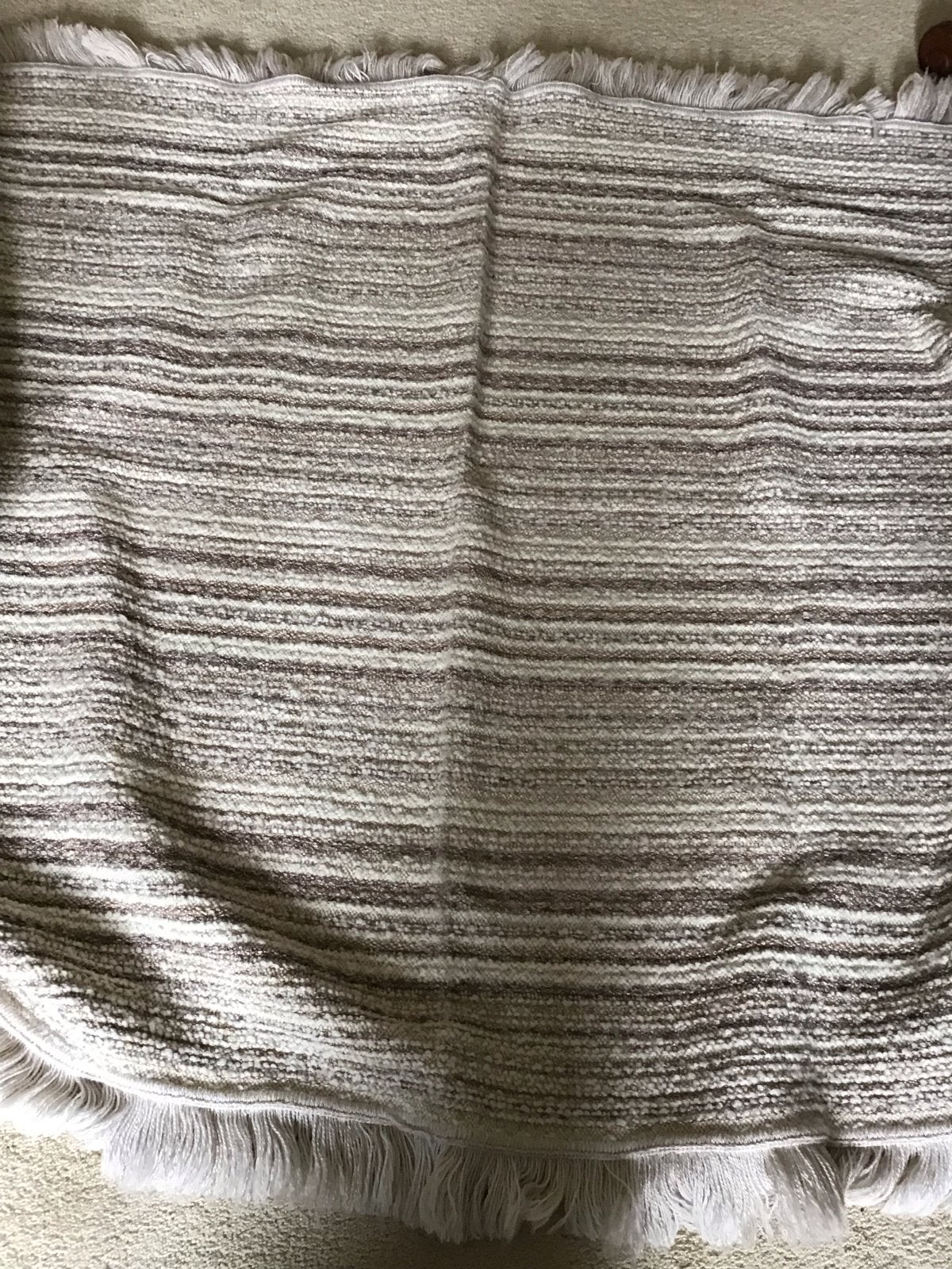 Stijlvol gestreepte plaid met franjes, Ophalen, Wit, Zo goed als nieuw, Rechthoekig