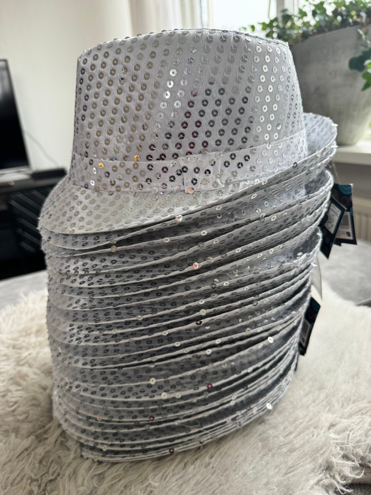 Glitter hoedjes, pailletten hoedjes zilver!, Ophalen of Verzenden