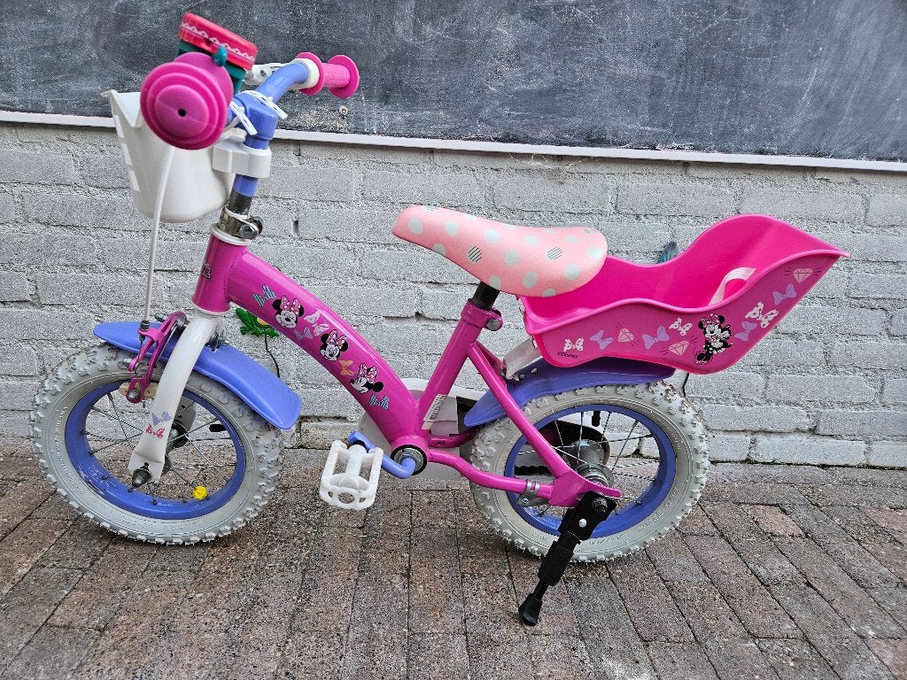 12 inch Minnie Mouse meisjesfiets/kinderfiets/driewieler, Ophalen, Terugtraprem, Zijwieltjes, Minnie Mouse