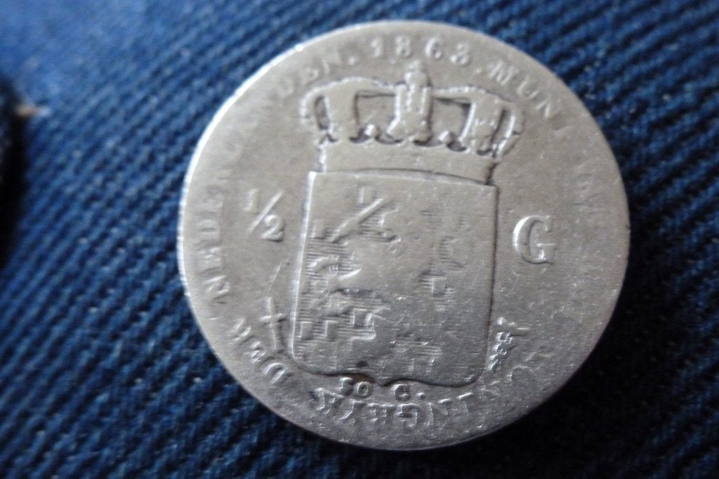 Willem 3 - oude 1/2 gulden zilver 1863 fr+ (n 10, ½ gulden, Koning Willem III, Zilver, Ophalen of Verzenden