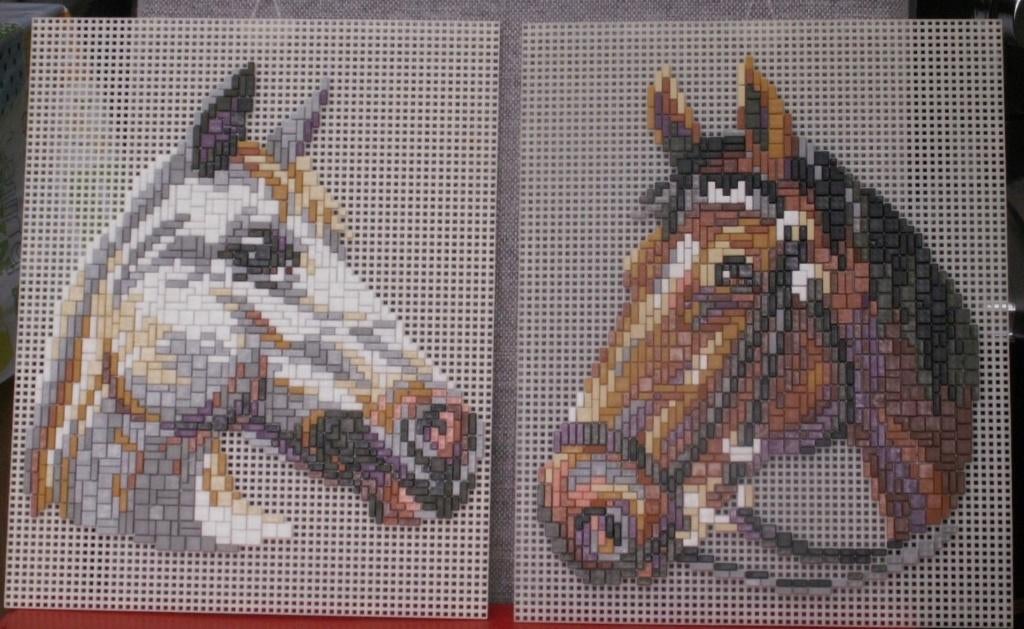 2 ministeck schilderijen paard met teugels en schimmel, Ophalen of Verzenden, Zo goed als nieuw, Losse ministeck of Strip