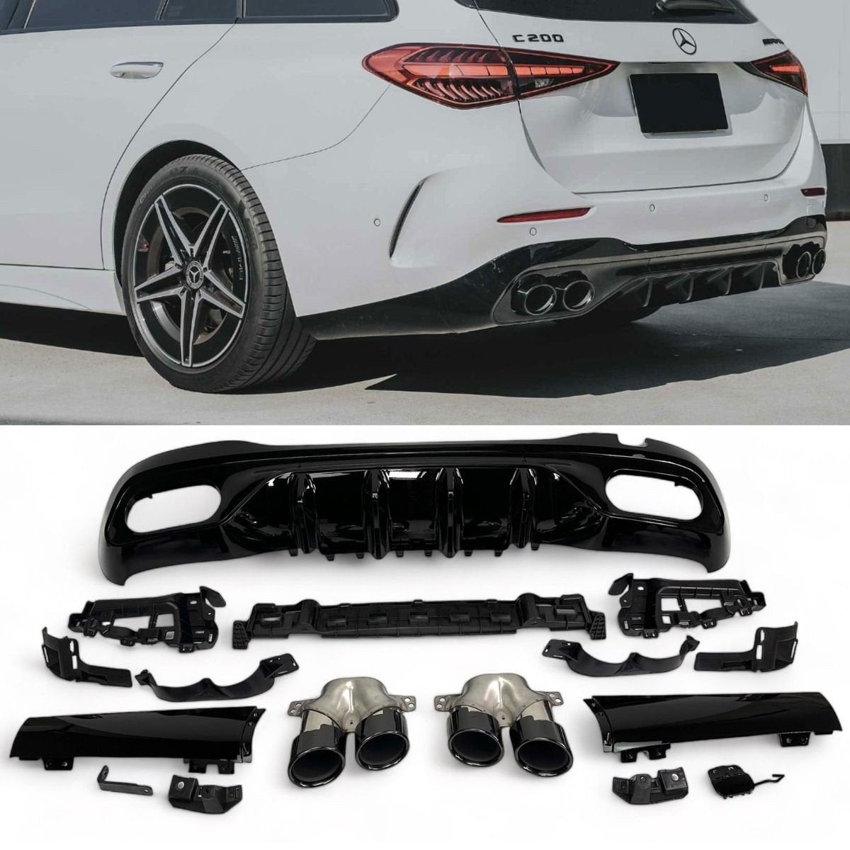Mercedes-Benz C43 AMG diffuser. W206/S206 C-klasse 2021/2026, Mercedes-Benz, Nieuw, Ophalen of Verzenden, Achter