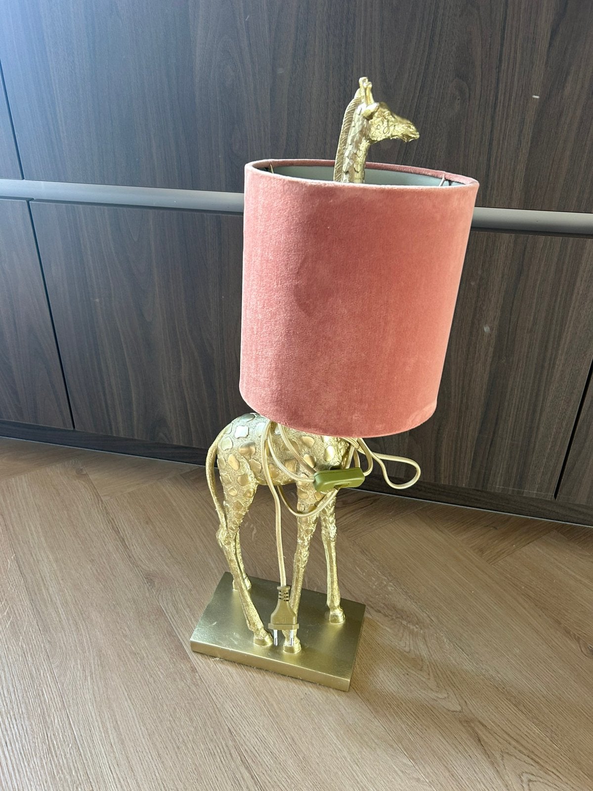 Oud roze giraf tafel lamp, Huis en Inrichting, Roze, Ophalen of Verzenden, Zo goed als nieuw