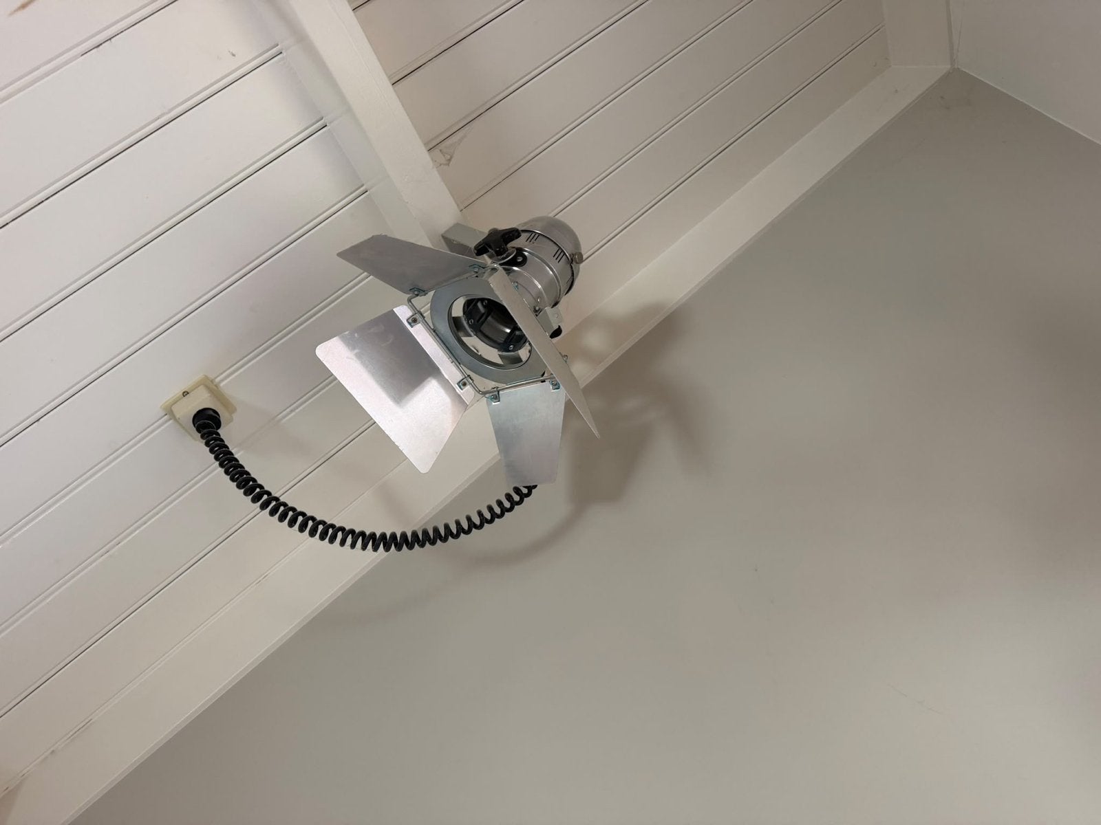 Vintage theaterlamp / spot - zilverkleurig, Huis en Inrichting, Ophalen, Gebruikt, Metaal, Overige fittingen