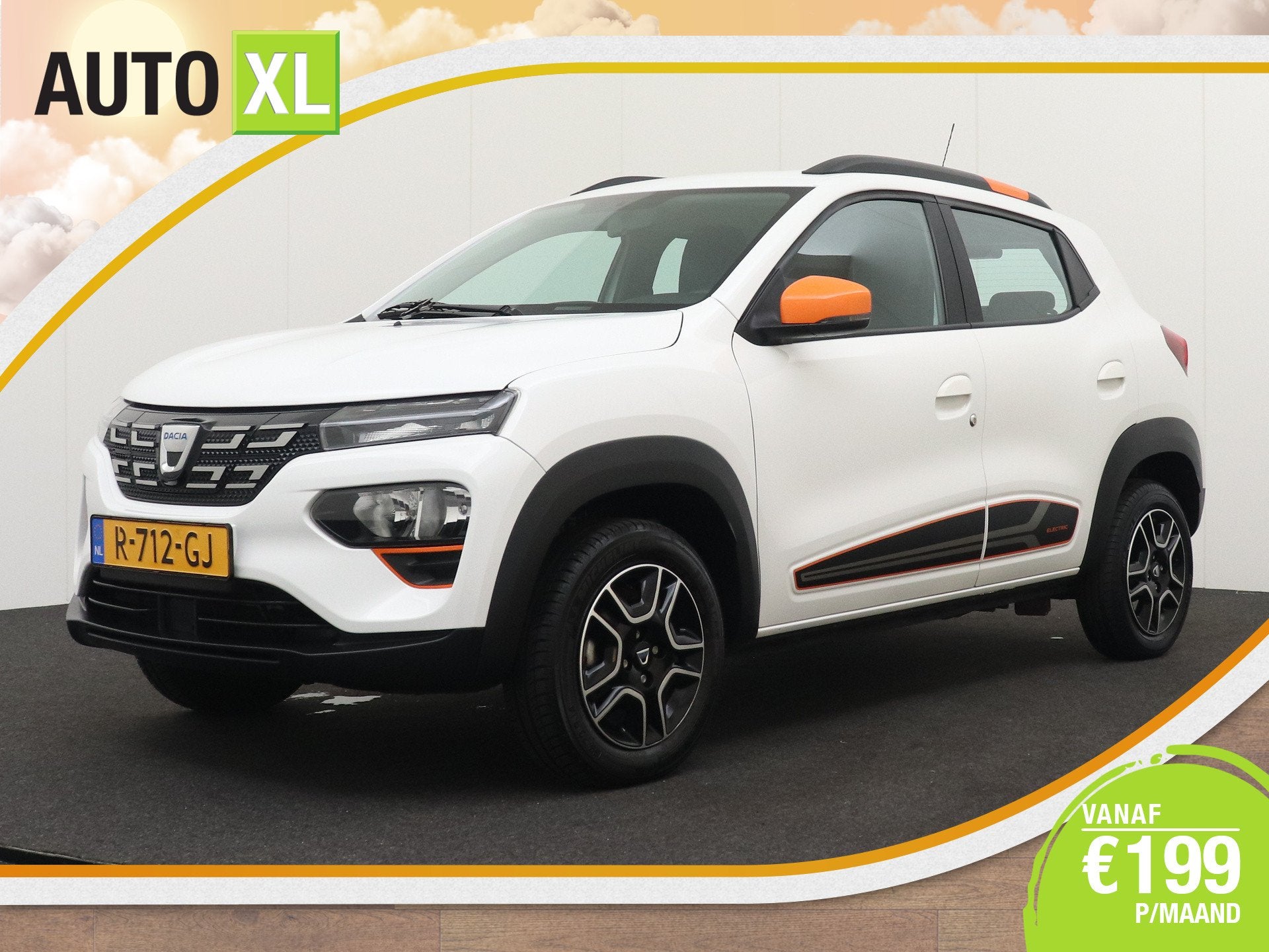 Dacia Spring Comfort Plus 27 kWh Leder Carplay Navi 14'LMV D, Auto's, Dealer onderhouden, Gebruikt, Zwart, 38 min