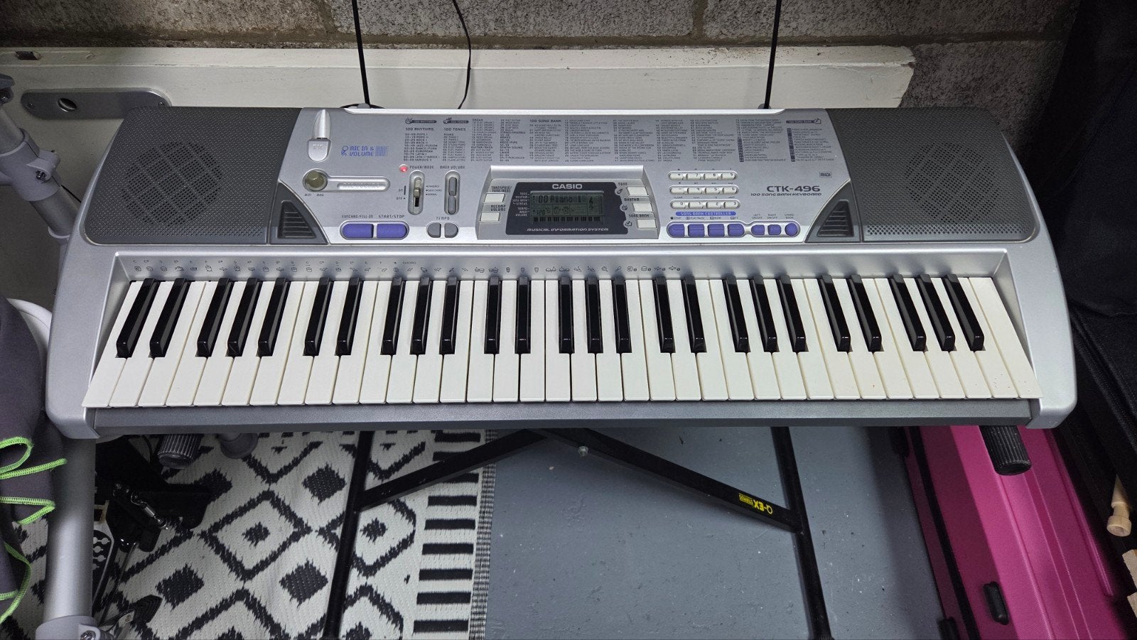 Casio CTK-496 Keyboard met standaard, Ophalen, Casio, Met standaard, 61 toetsen