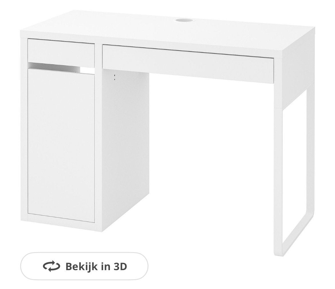 Wit bureau met lade en opbergruimte, Ophalen, Gebruikt, Met lades, Spaanplaat of MDF
