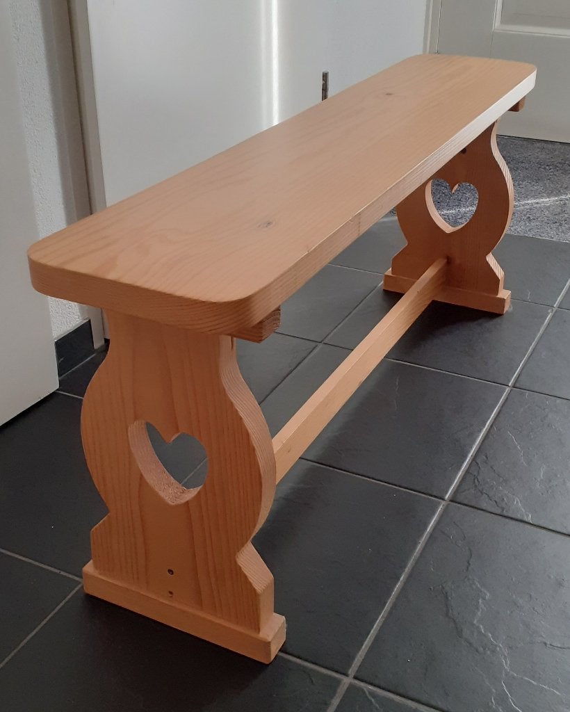 grenen bankje houten bank oostenrijk tirol hartje, Huis en Inrichting, Ophalen, Tirol oostenrijk, Overige kleuren, Zo goed als nieuw
