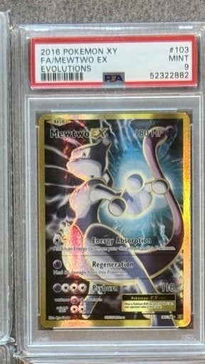 Pokémon Mewtwo EX Full Art 103/108 XY Evolutions 2016 PSA 9, Ophalen of Verzenden, Zo goed als nieuw, Losse kaart