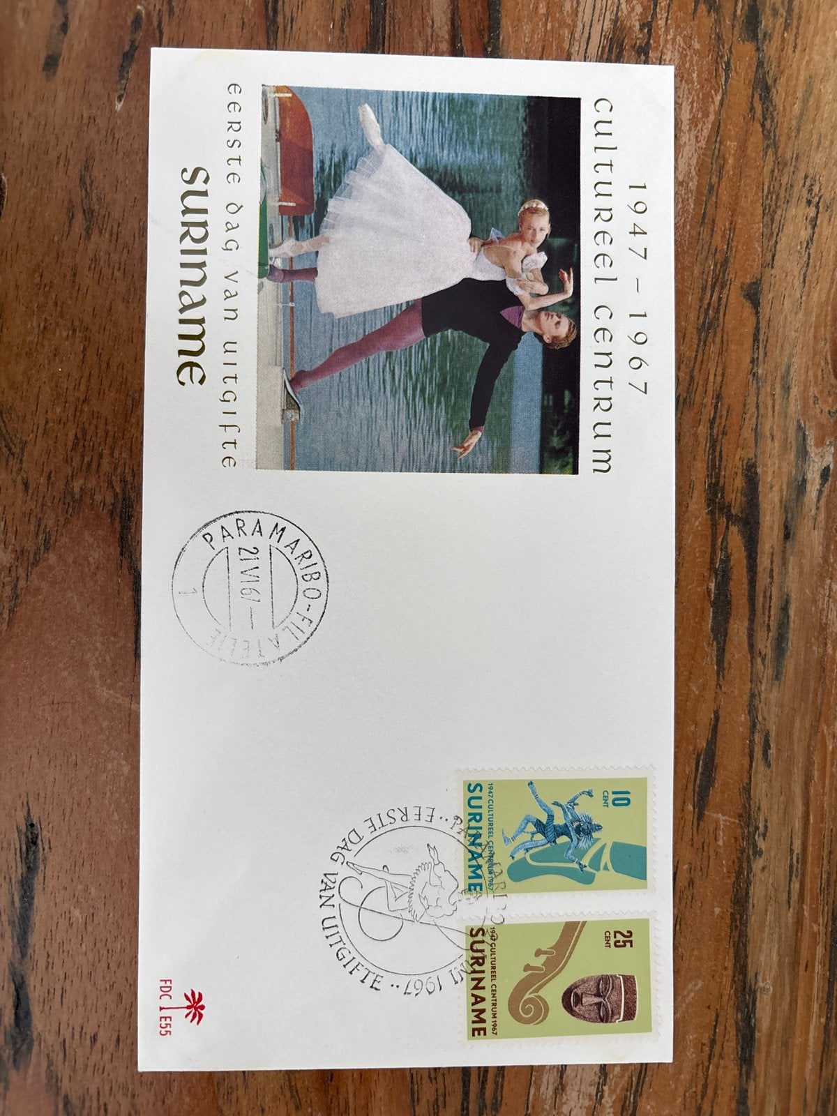 FDC Suriname Cultureel Centrum 1947-1967 Gestempeld, Ophalen of Verzenden, Gestempeld