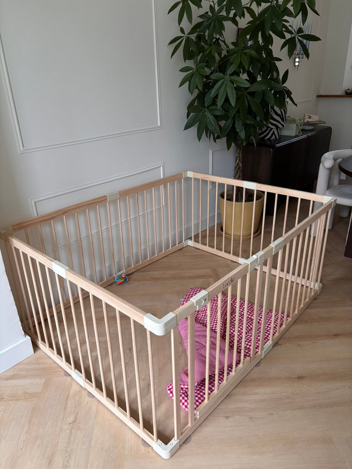 Lucellia playpen 120x160 verstelbare box baby blank hout, Ophalen, Zo goed als nieuw