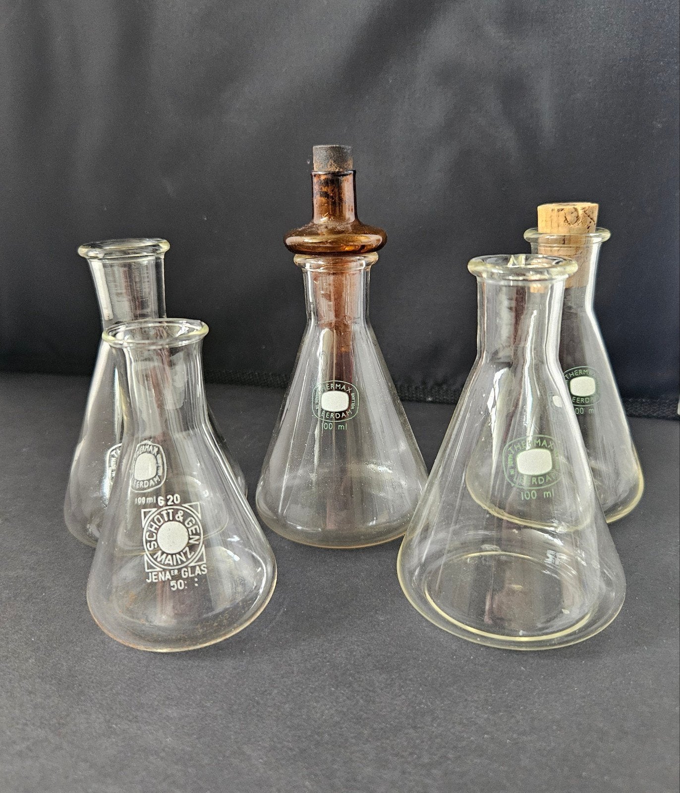 Vintage Erlenmeyers - Laboratoriumglaswerk, Ophalen of Verzenden
