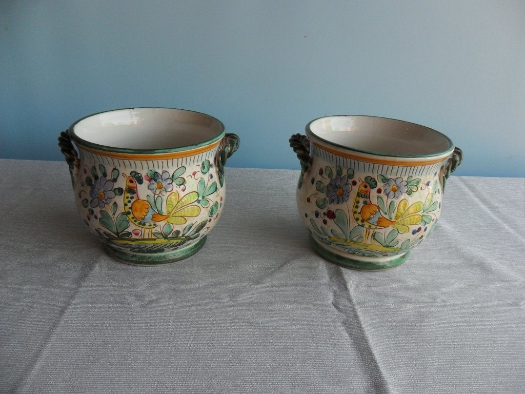 Italiaanse Majolica bloempot (2), Ophalen of Verzenden