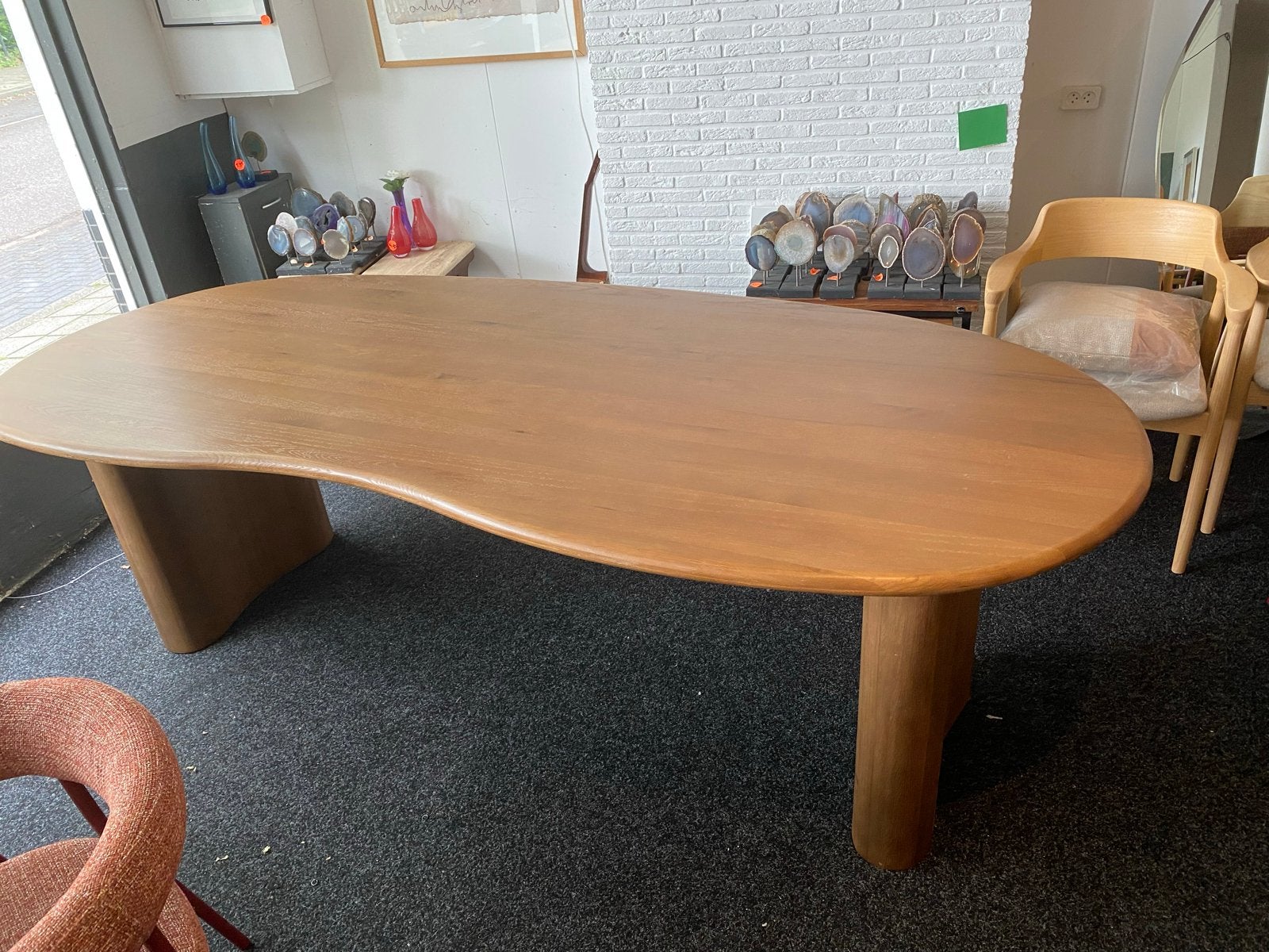 Tafel Josh organische vorm 250x110 massief eiken, Huis en Inrichting, Ophalen, 100 tot 150 cm, Eikenhout, Vijf personen of meer
