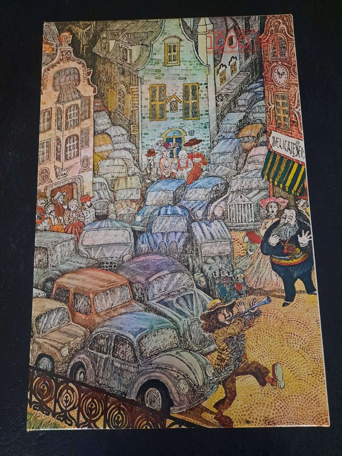 DESIGN PUZZEL de fluitist & automobilisten Gianni Pegoraro, Ophalen of Verzenden, 500 t/m 1500 stukjes, Gebruikt, Legpuzzel