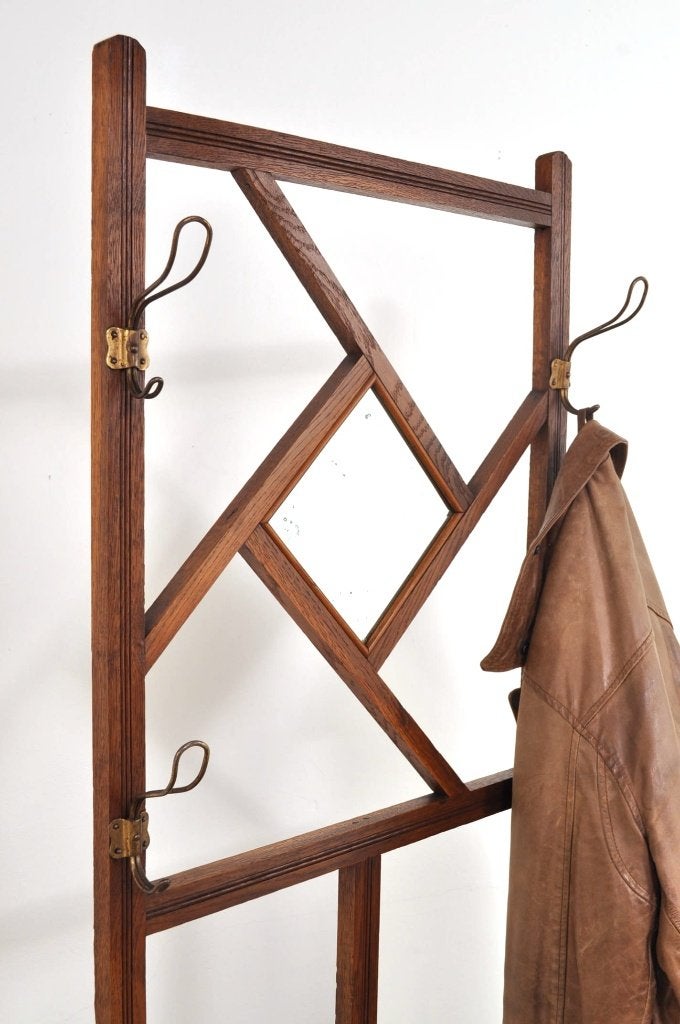 Art nouveau eiken kapstok paraplubak circa 1900, Gebruikt, Ophalen of Verzenden, Staande kapstok, 150 tot 200 cm
