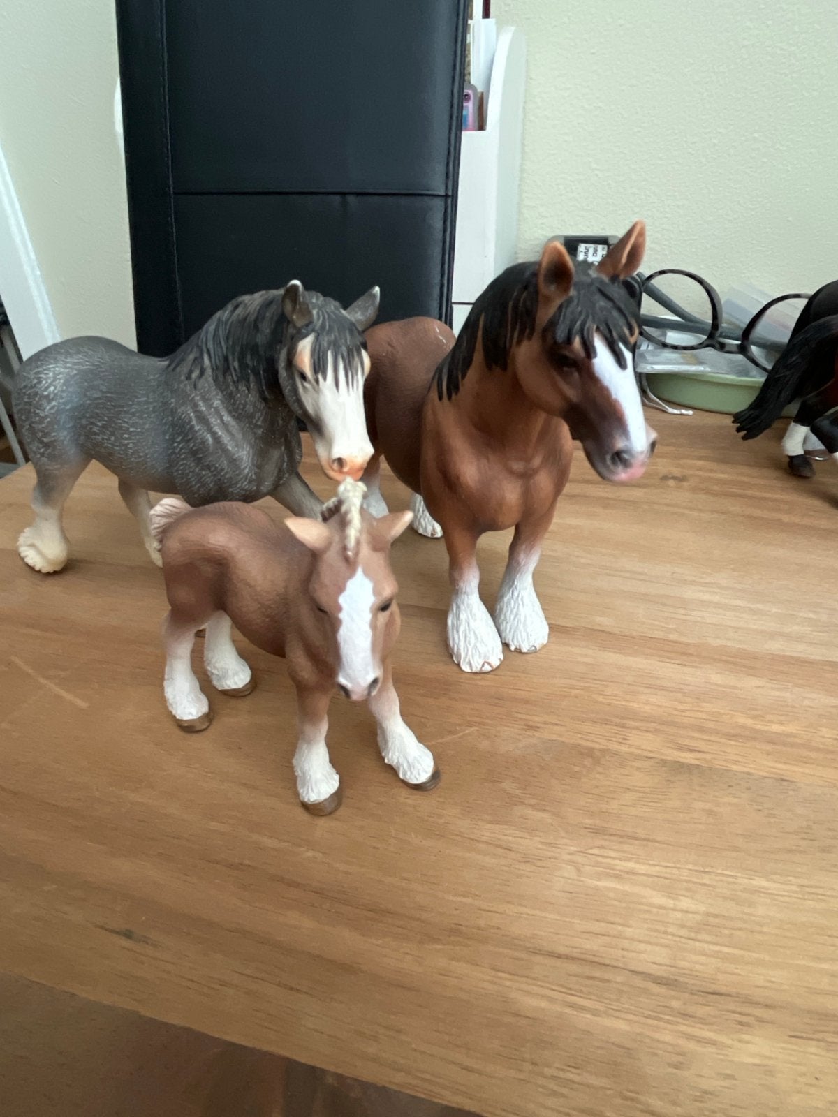 Schleich paarden set: Clydesdale hengst, merrie en 1 veulen, Ophalen of Verzenden, Gebruikt, Jongen of Meisje