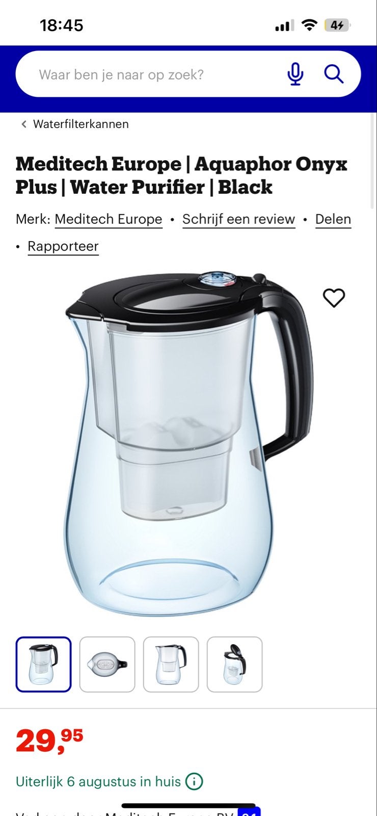 Aquaphor Onyx waterfilterkan - Zwart, Overige typen, Kunststof, Ophalen of Verzenden, Zo goed als nieuw