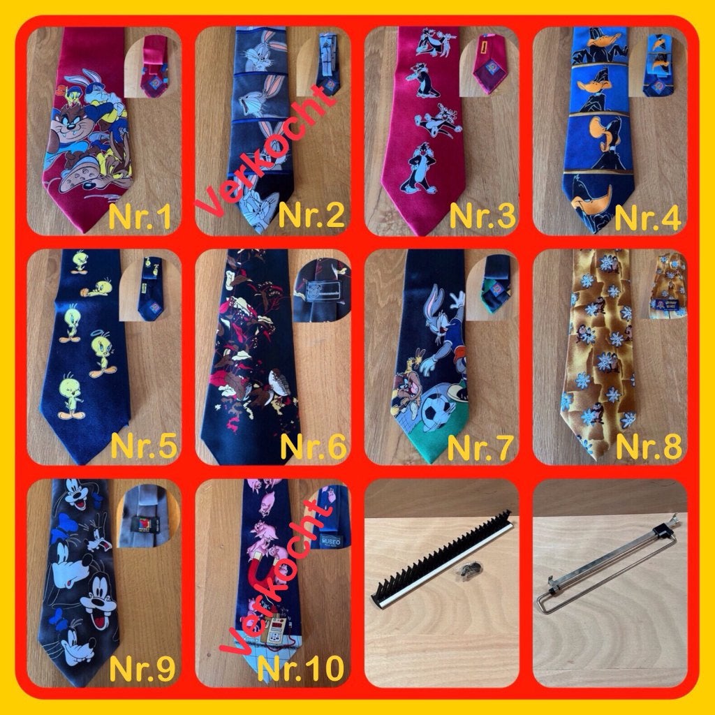 088. Looneytunees stropdassen en stropdashangers, Kleding | Heren, Stropdassen, Ophalen of Verzenden, Zo goed als nieuw, Overige kleuren
